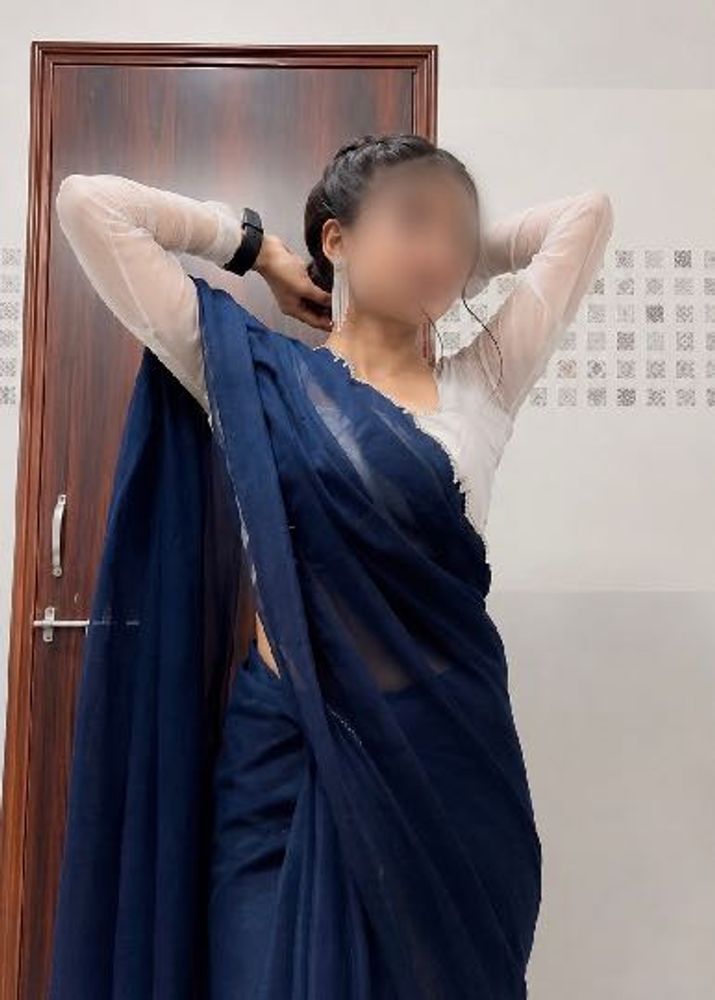 Elegant Blue Saree with Shimmer Blouse