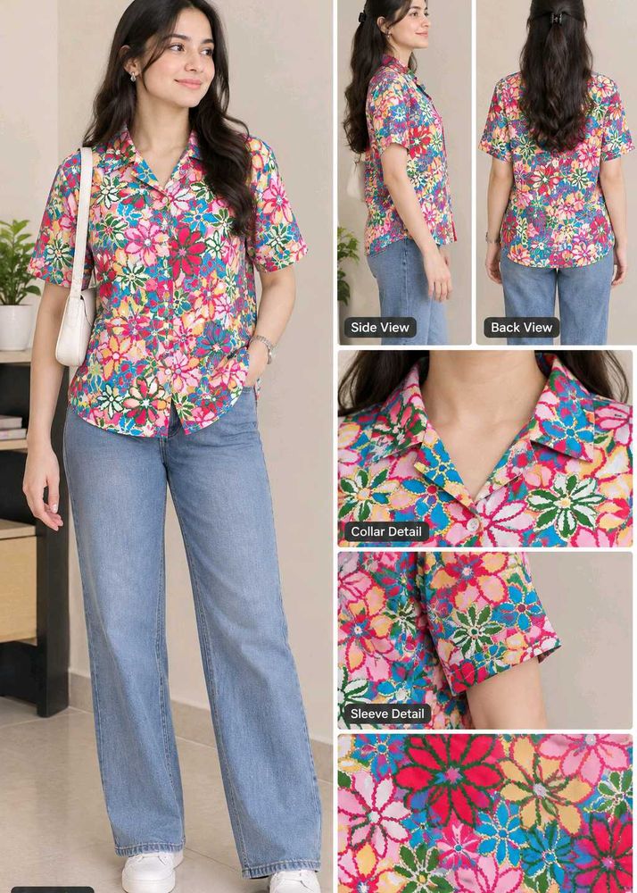 Vibrant Floral Print Button-Up Shirt