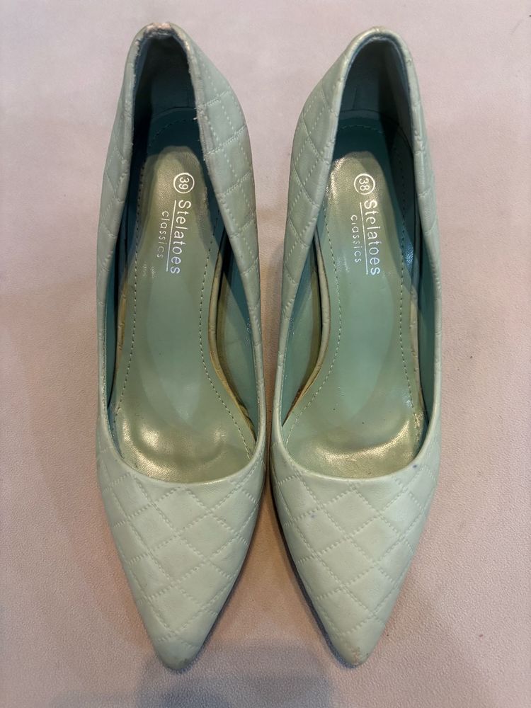 Light Green Quilted Stilettos