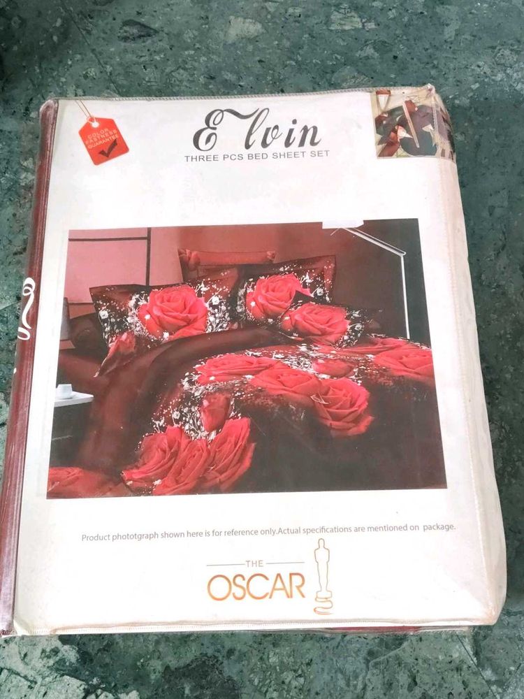 Elvin 3 Piece Red Rose Bed Sheet Set