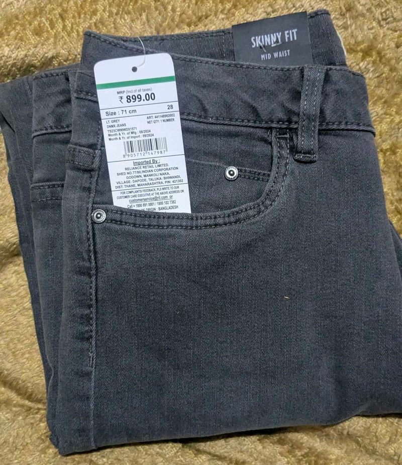 Brand New DNMX Grey Skinny Fit Mid Waist Jeans