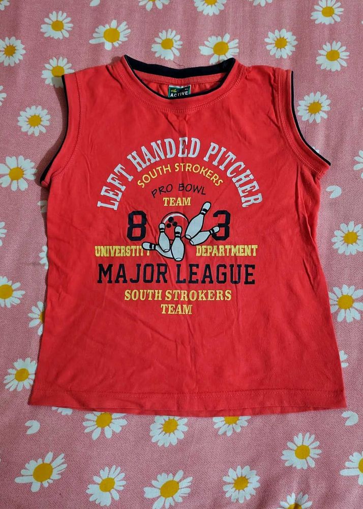 Red "Major League" Sleeveless Top