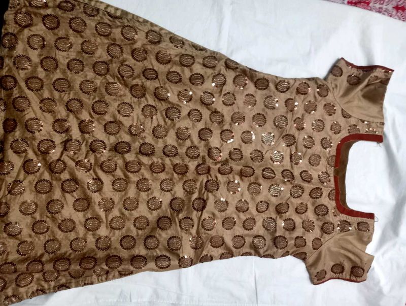 Tan Colour Kurta With Heavy Sequence