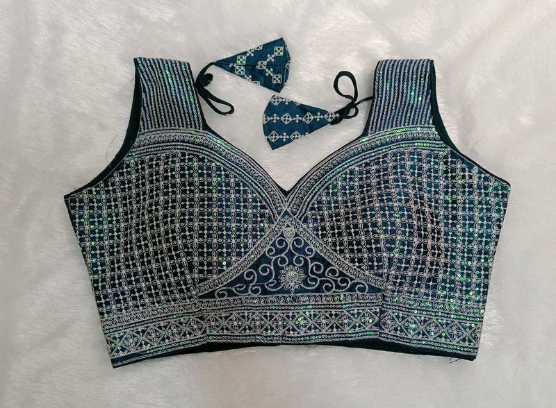 Designer Embellished Teal Blouse