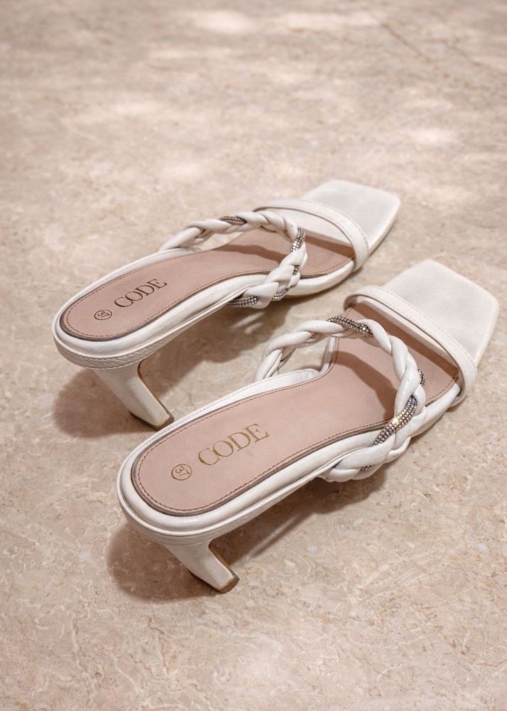 CODE White Braided Heels