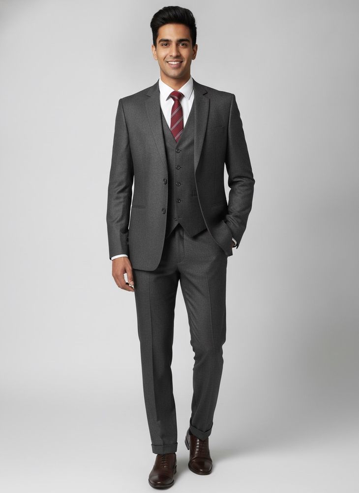 3 piece Suit set Sharp Charcoal Vest , pant and Ti