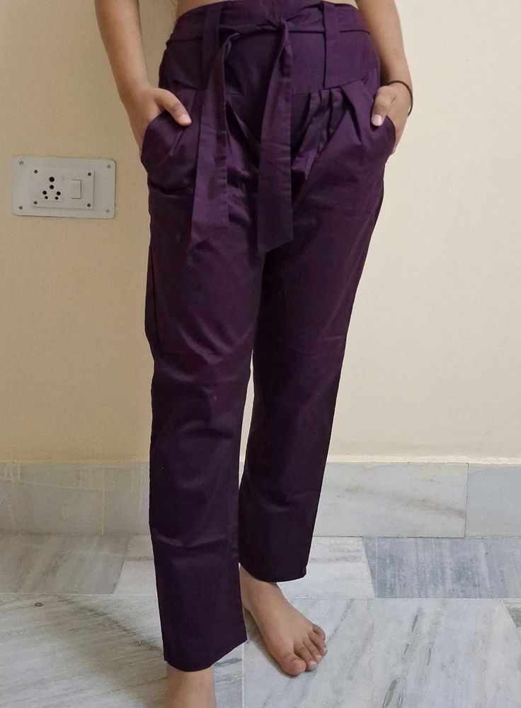 Stylish Purple Tie-Waist Pants