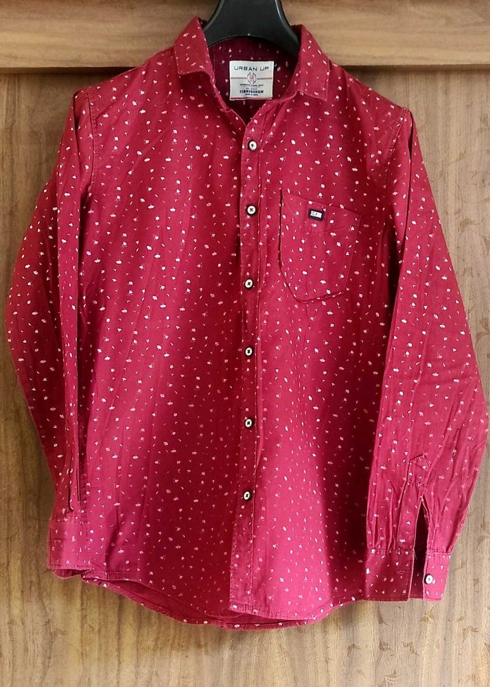 Urban Up Men's Printed Maroon Shirt