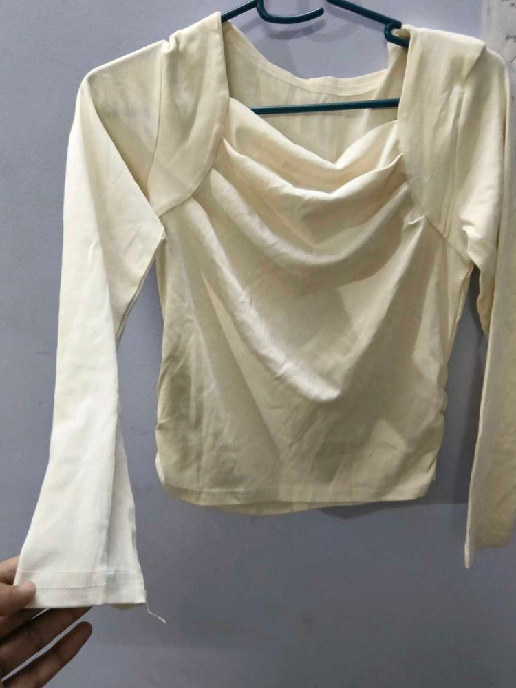 Elegant Long Sleeve Cowl Neck Top
