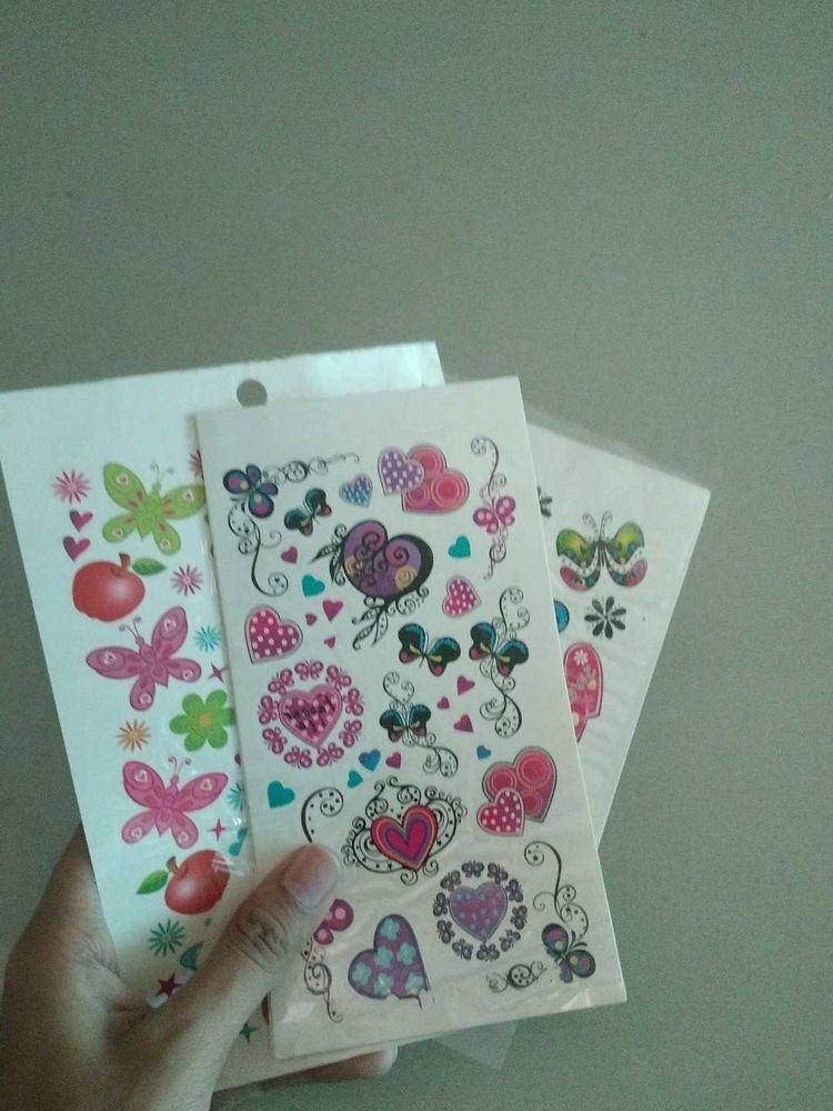 5 sheets of Cute Heart &amp; Butterfly Temporary tatoo