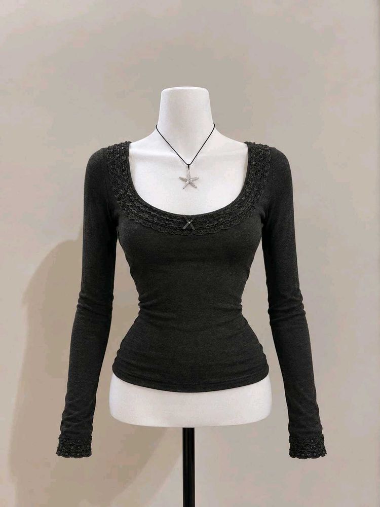 grey fitted cute top