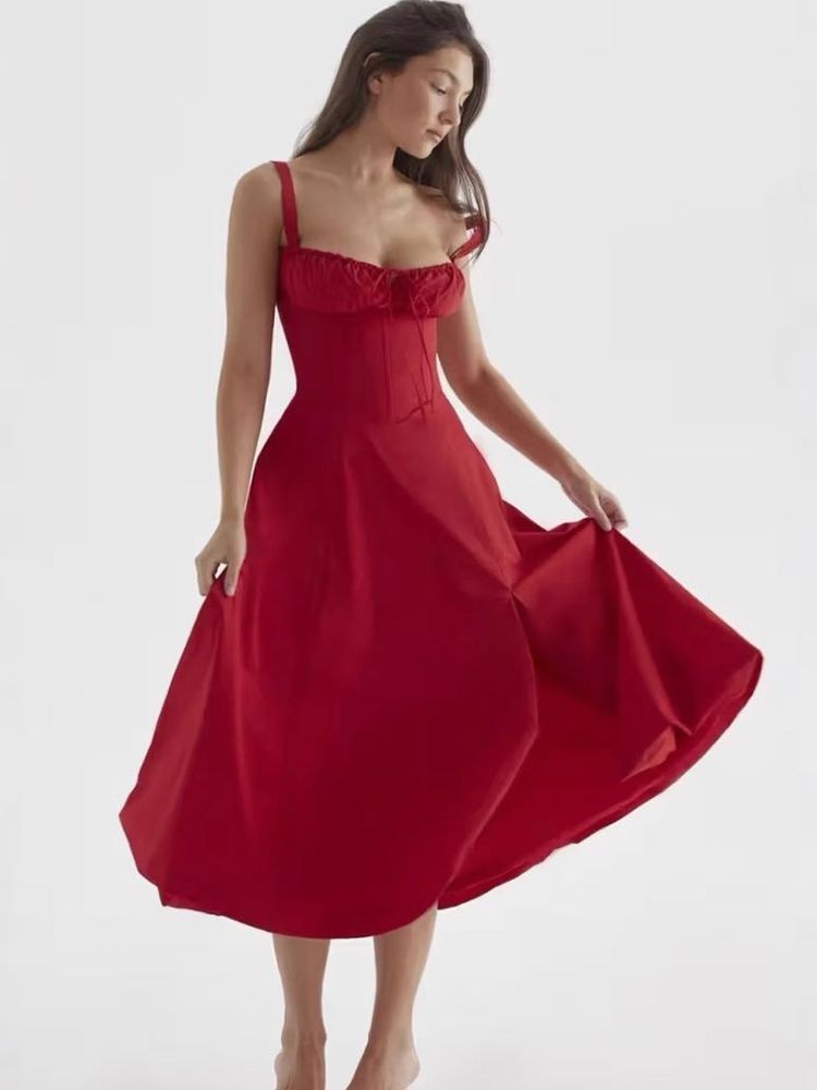 corset red dress