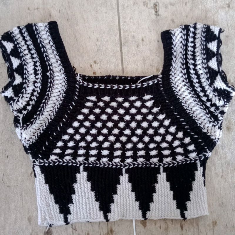Unique Black &amp; White Crochet Top