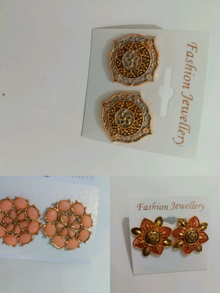 Earrings 3 Pair Of Tops Combo