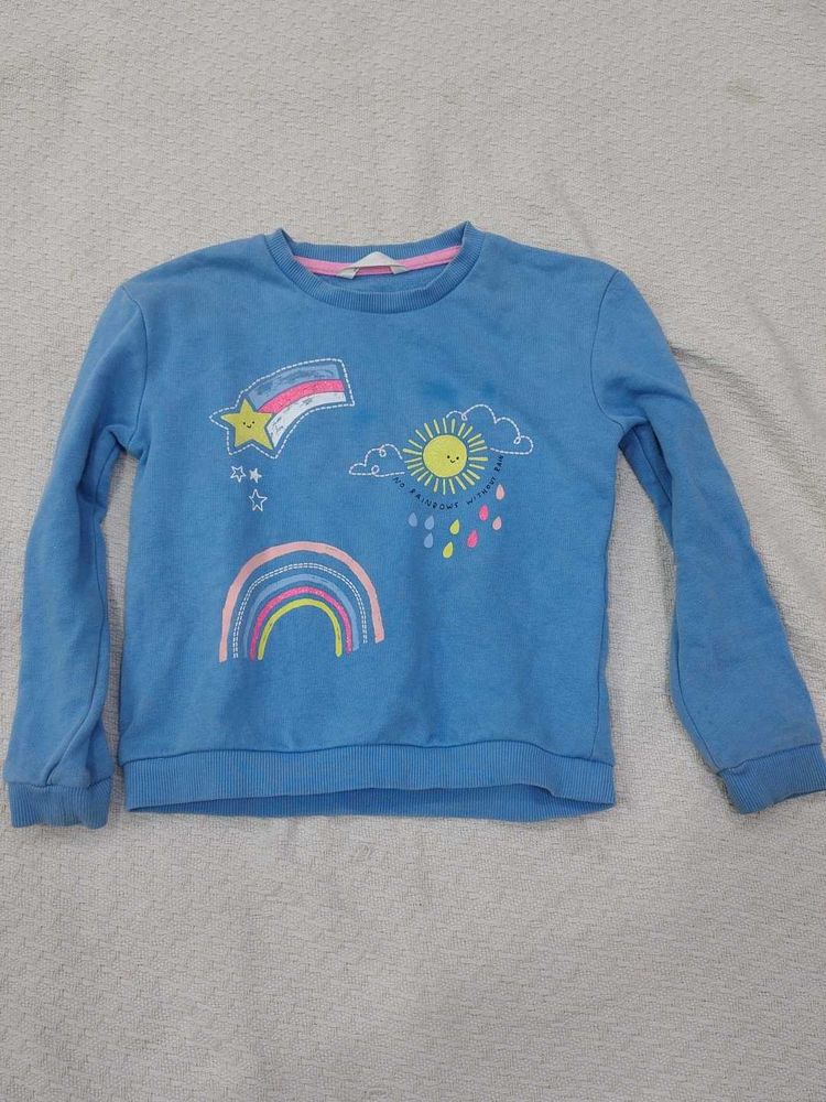 Cute Blue Rainbow &amp; Sun Sweatshirt