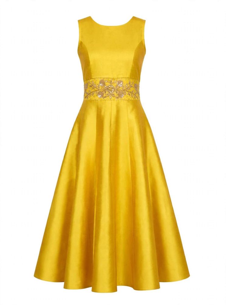 Elegant Yellow Embroidered Gown