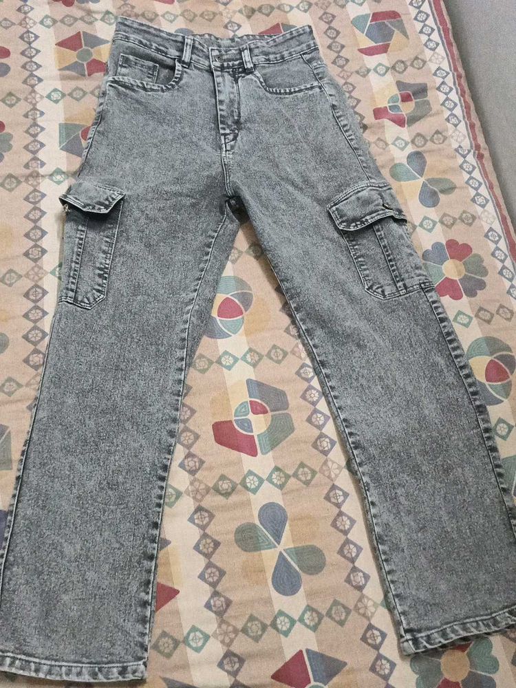 Acid Wash Cargo Jeans