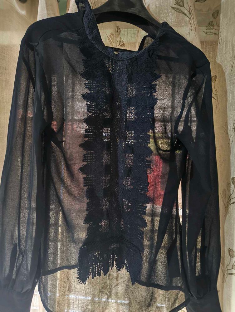 Sheer Black Lace Blouse