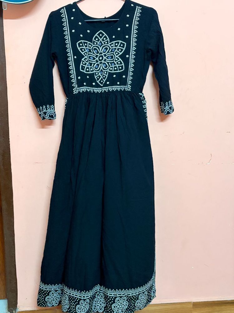 Jaipuri black Anarkali Kurti 🌻
