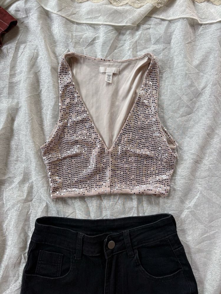 Sparkly Sequin Crop Top