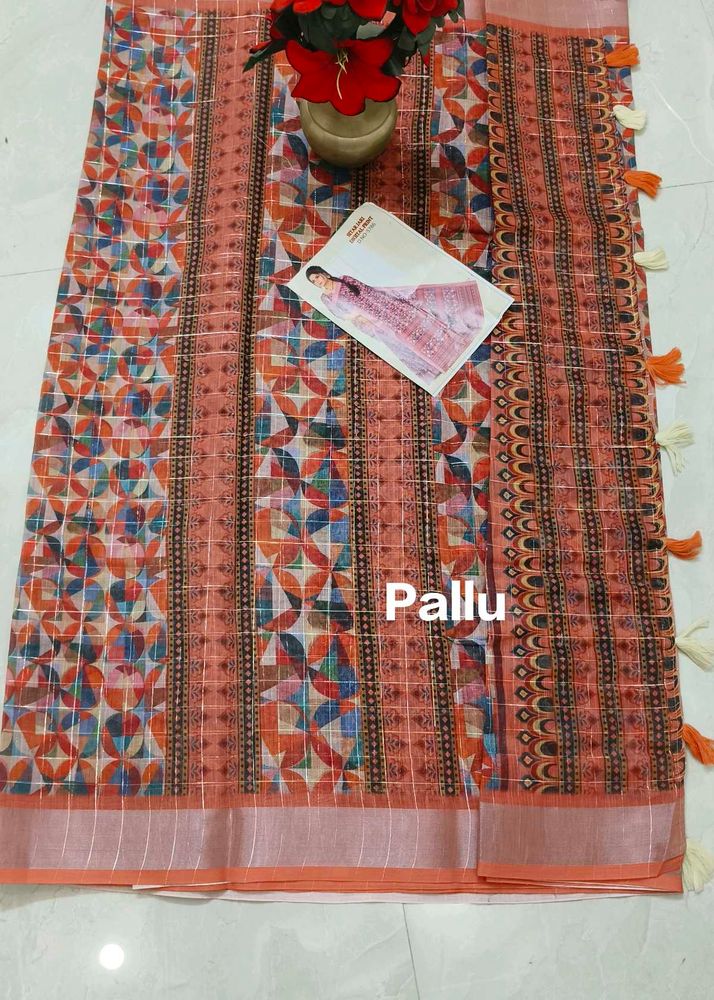 Vibrant Geometric Print Saree