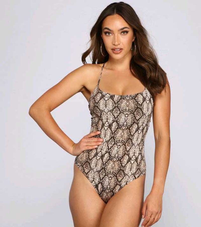 Snake Print One-Piece Swimsuit