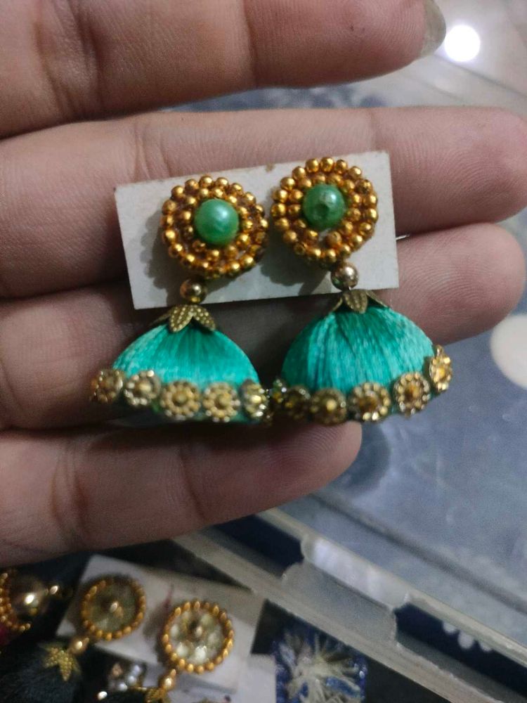 Elegant Silk Thread Jhumka Earrings