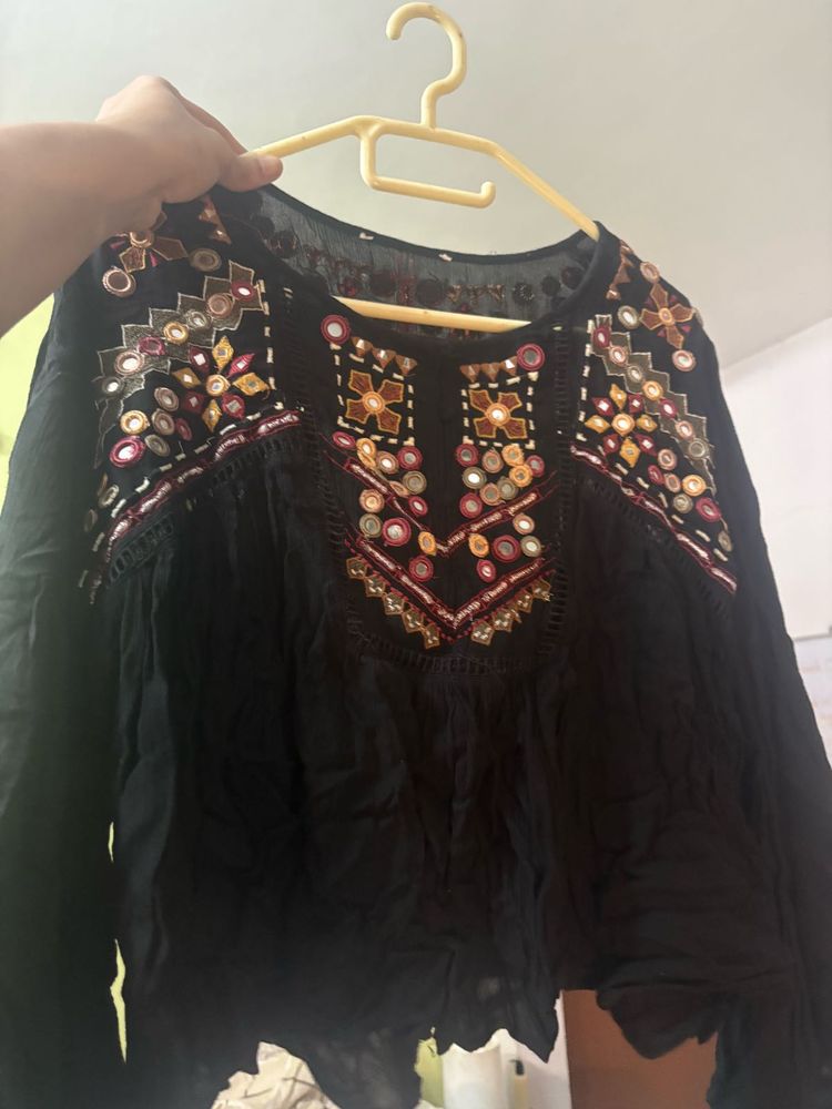 Embroidered Black Ethnic Blouse