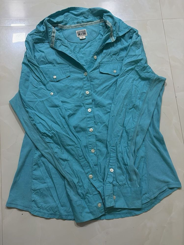 Turquoise Button-Up Shirt