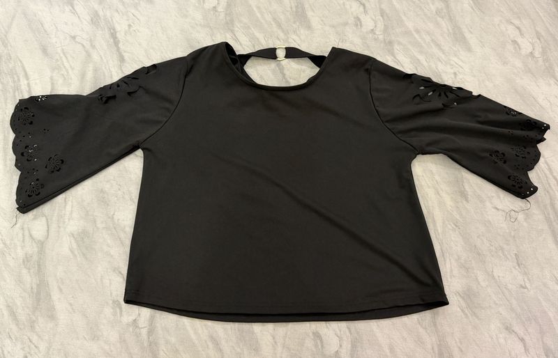 Chic Black Bell Sleeve Top