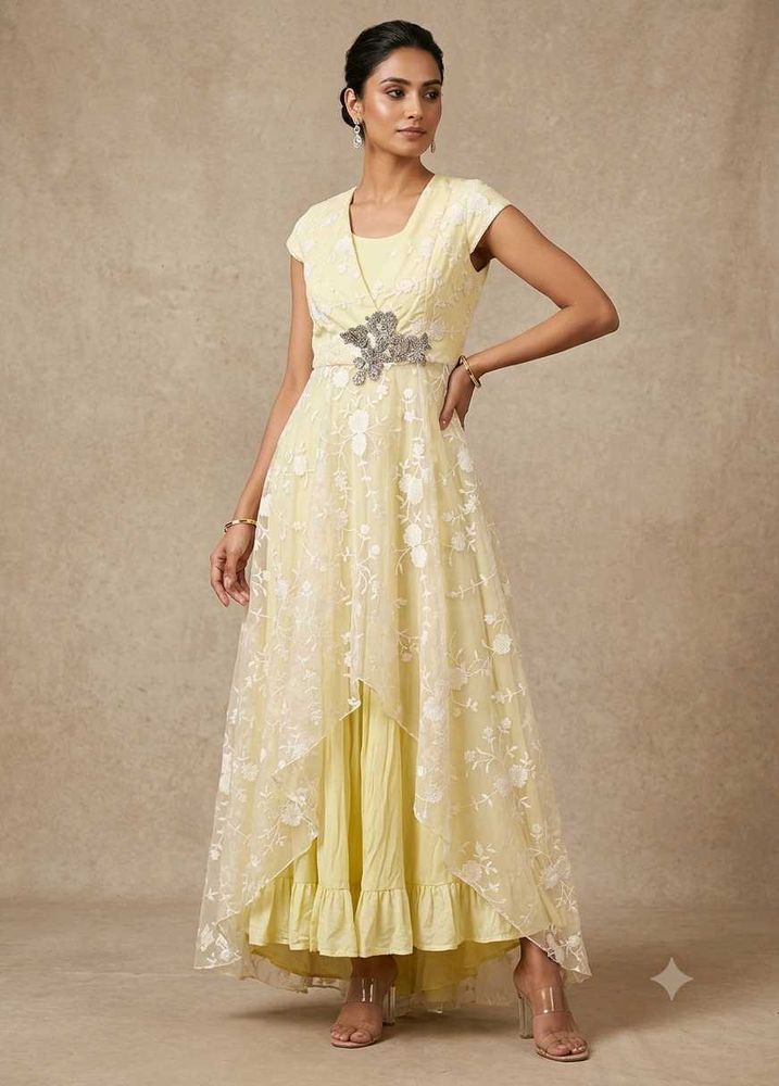 Elegant Yellow Embellished Gown