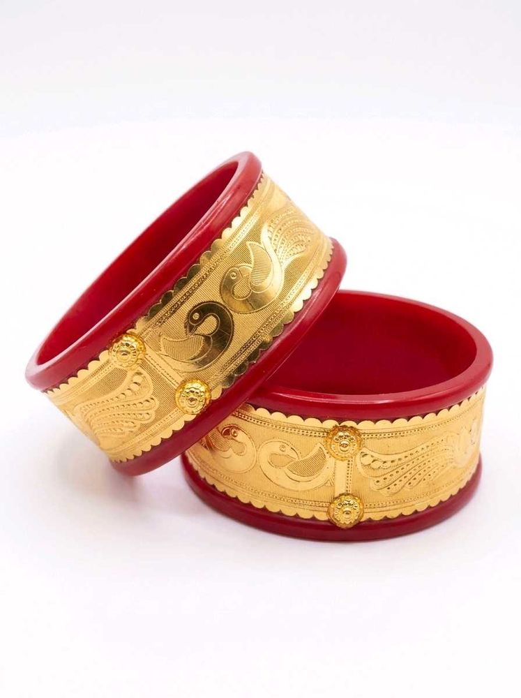 Red &amp; Gold Peacock Bangles