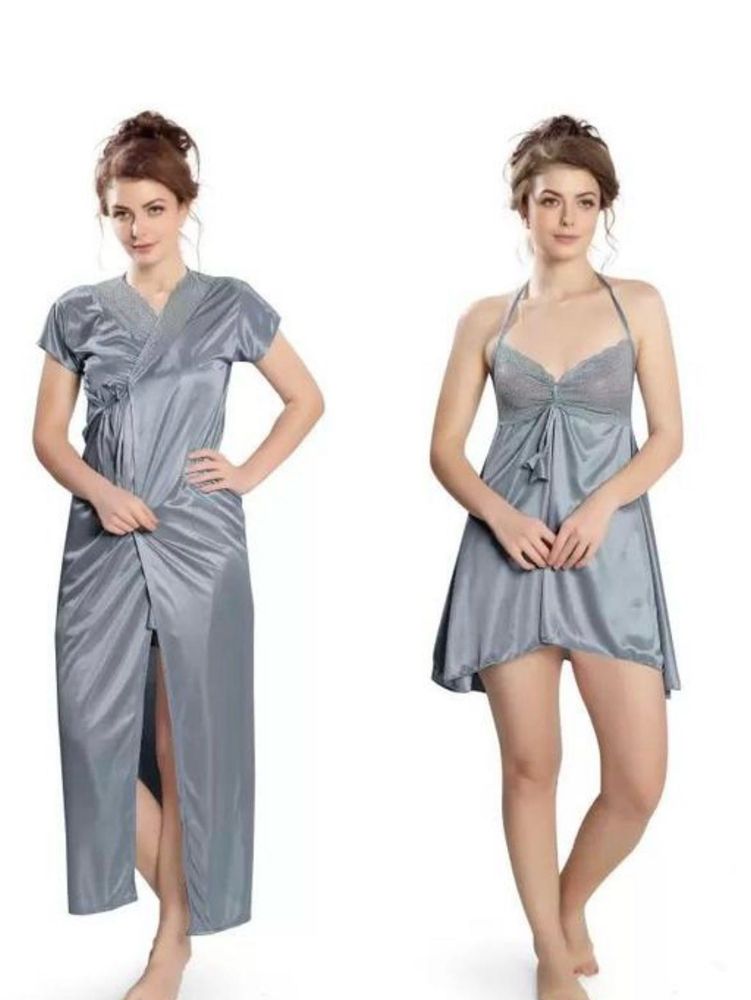 Elegant Satin Robe &amp; Nightgown Set