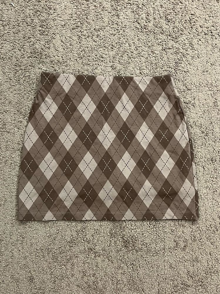Brown &amp; Beige Argyle Check Skort 🤎