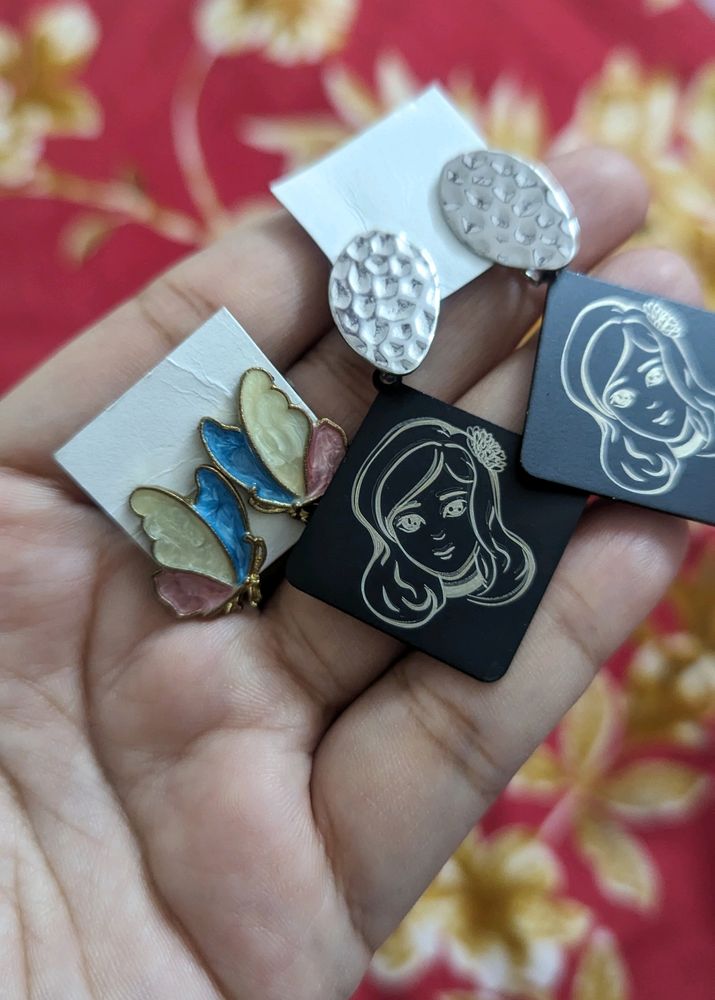 Pack Of 2 Earings Lady &amp; Butterfly Design