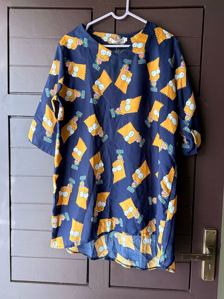 Bart Simpson Print Navy Top