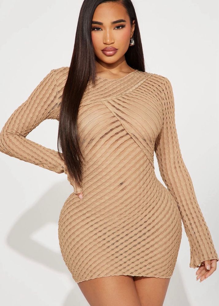Sheer Knit Mini Dress