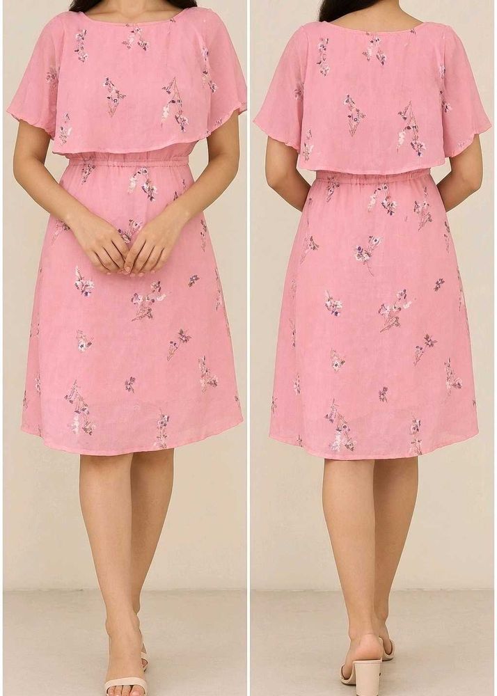 Chic Pink Floral Midi Dress