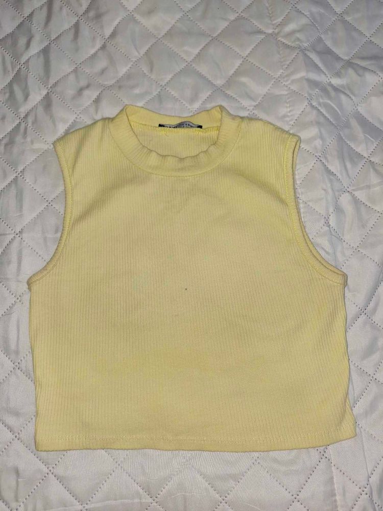 Sleek Yellow Ribbed Tank Top