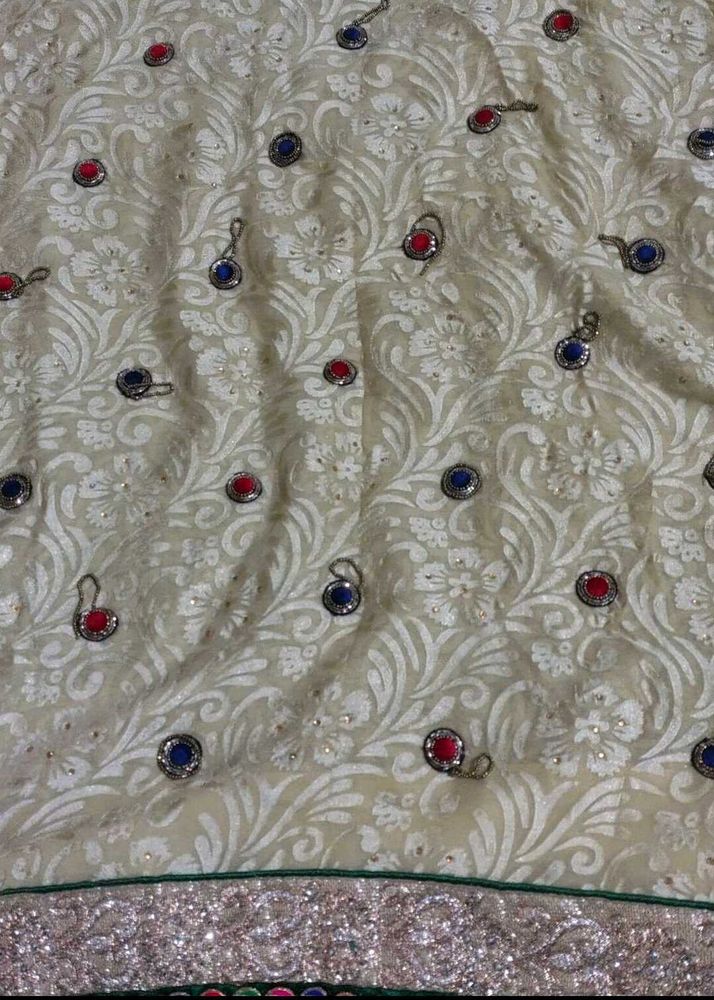 Embellished Cream Saree