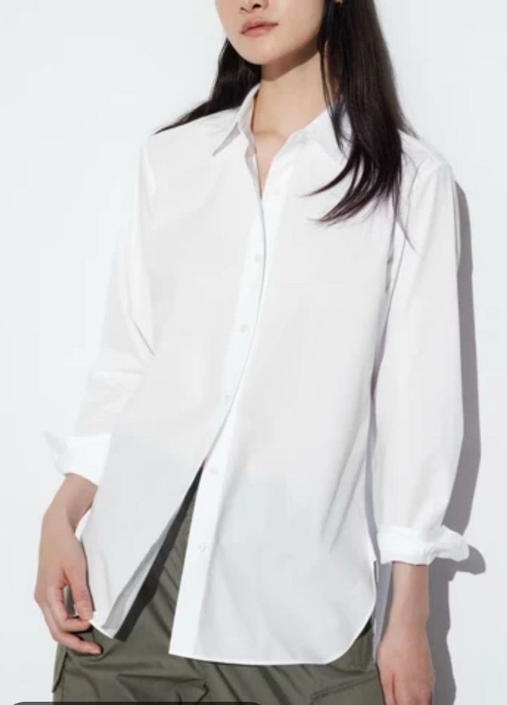 Uniqlo White Button-Up Shirt