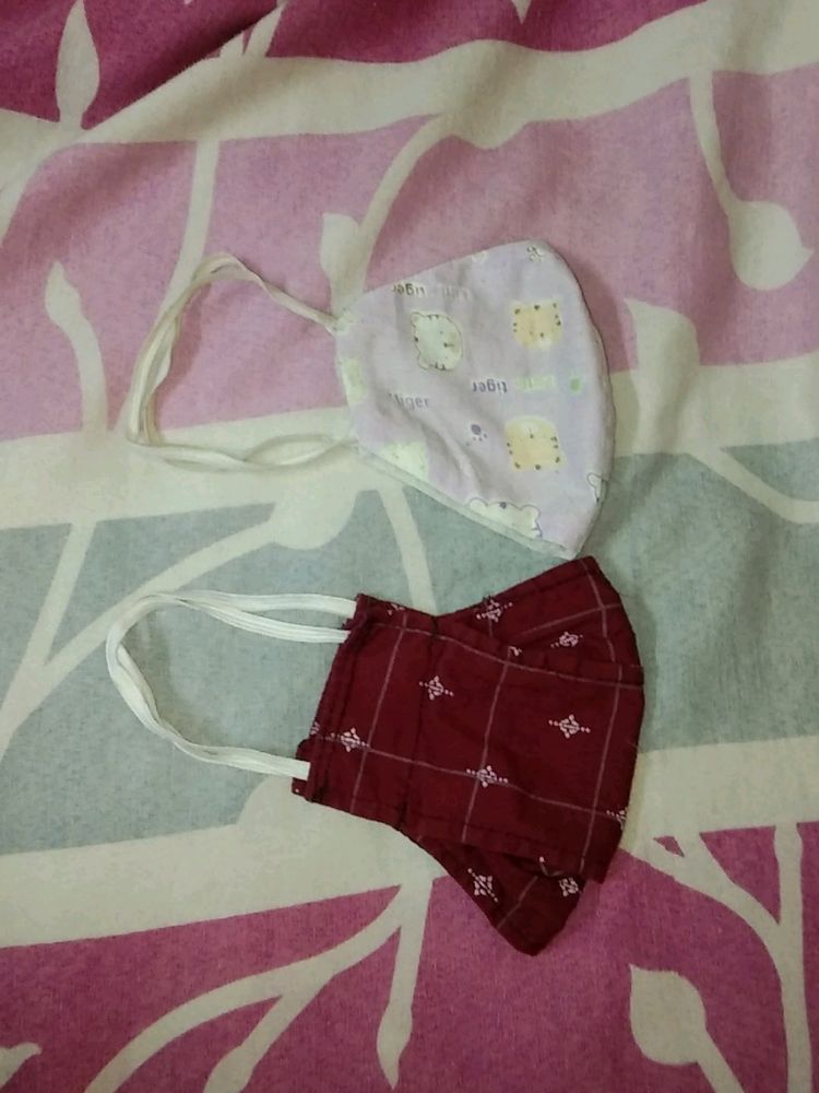 Four Washable Cloth Masks (printed red Rose, Carto