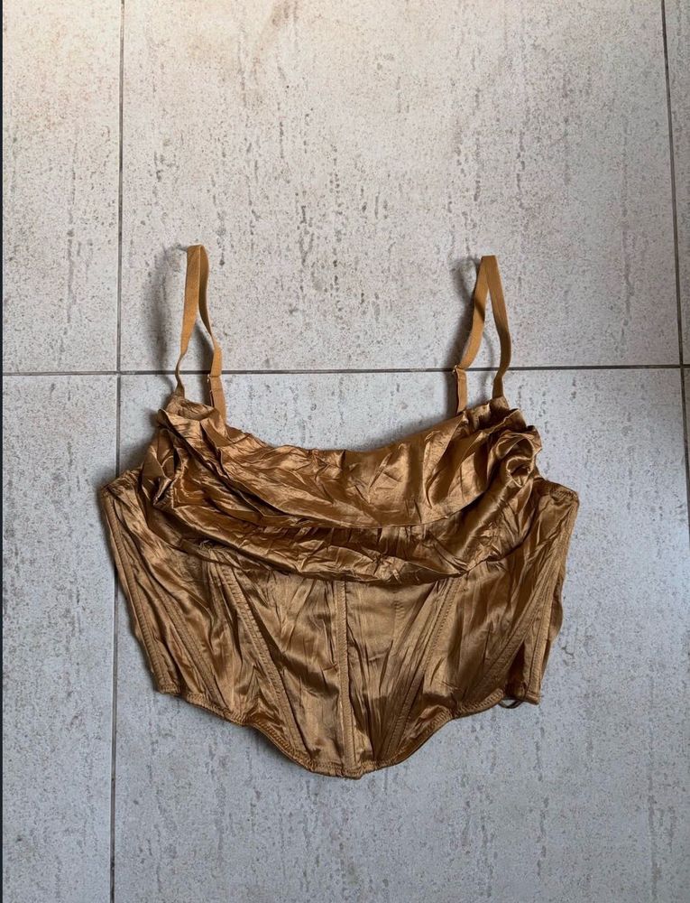 Golden Ruched Corset Top
