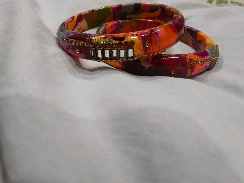 Handcrafted Jaipuri Lac Kada Bangles- Set of 2