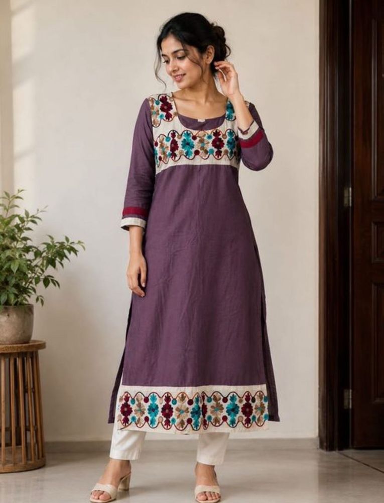 Embroidered Purple Kurta