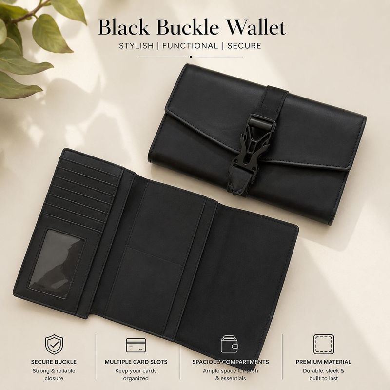 BAGGIT Black Buckle Wallet