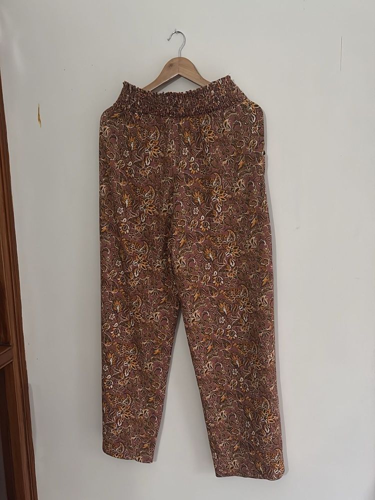 Stylish Brown Floral Print Pants