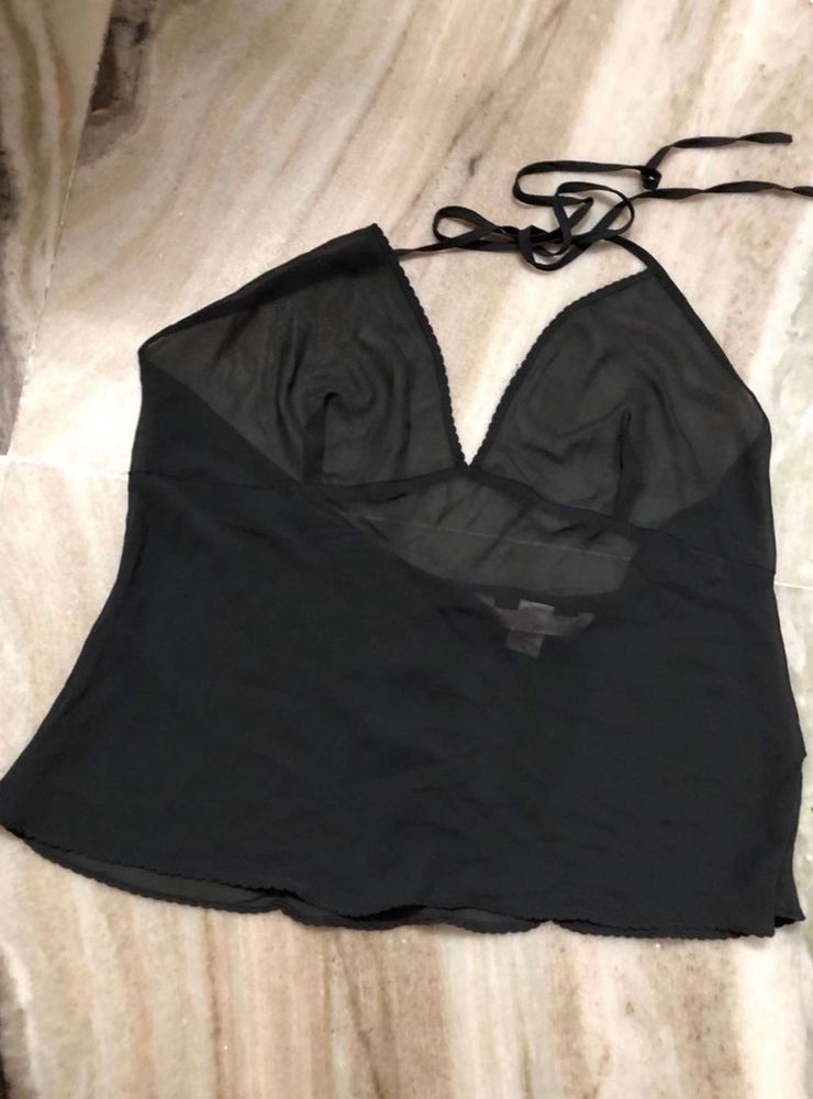 Sheer Black Halter Cami Top