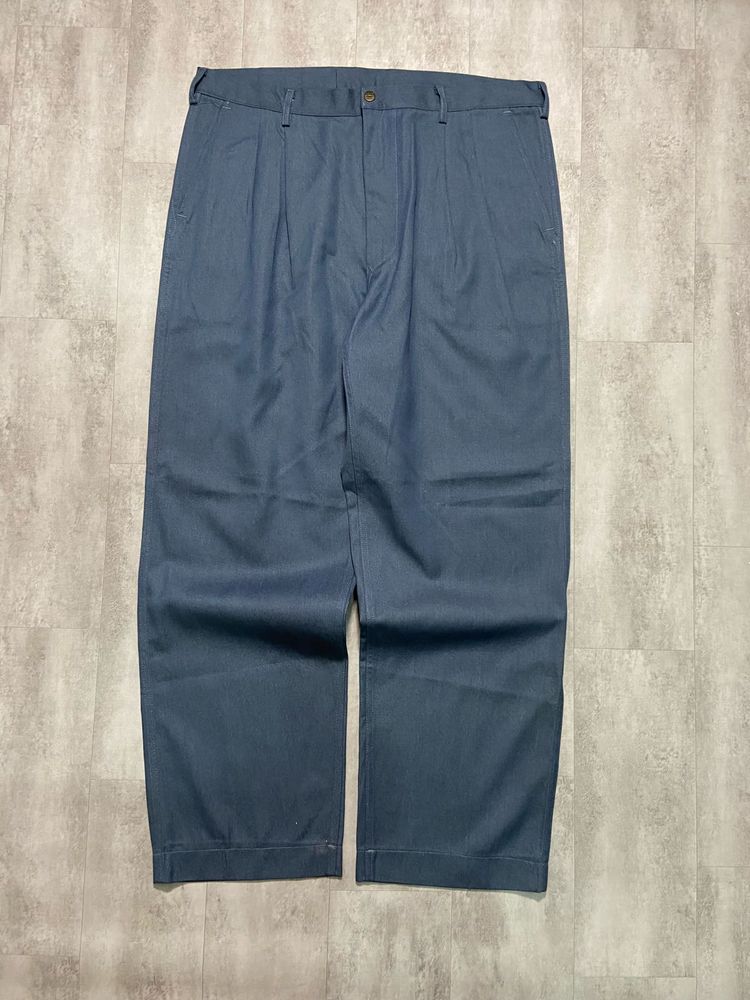Men's Blue Pleated Casual Pants