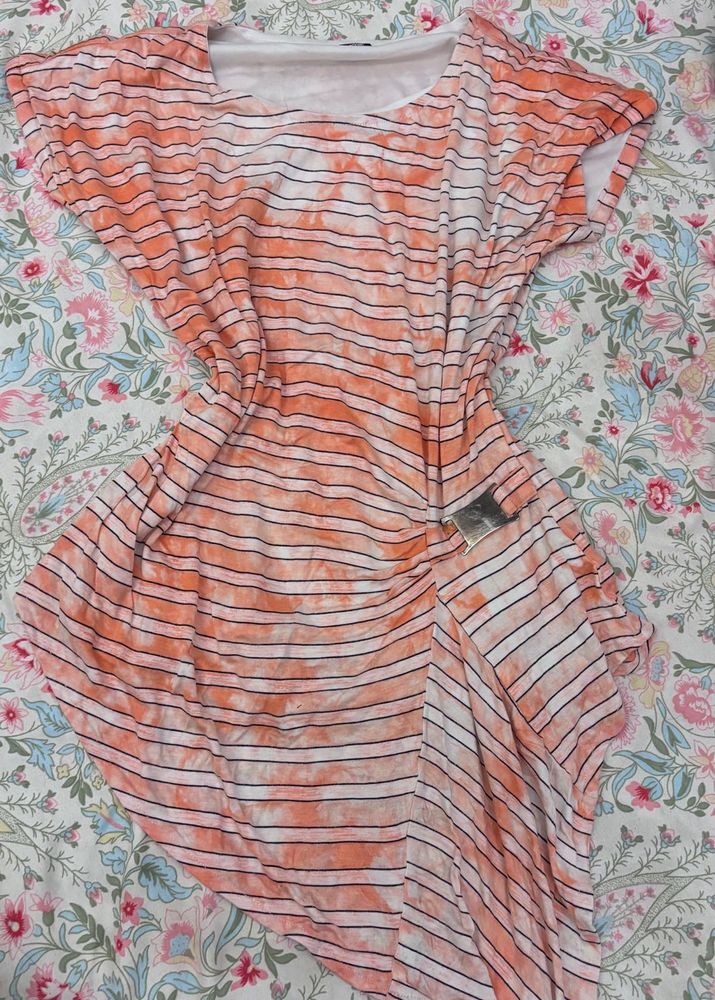 Stylish Striped Asymmetrical Tunic Top